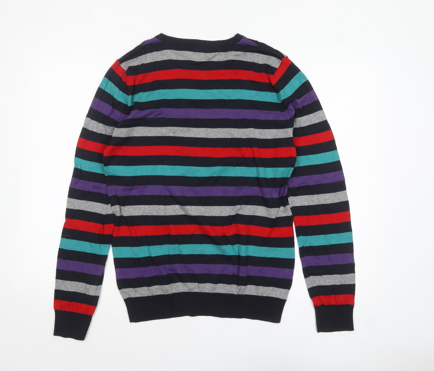 H&M Men's Multicoloured Striped Cotton Pullover Jumper M