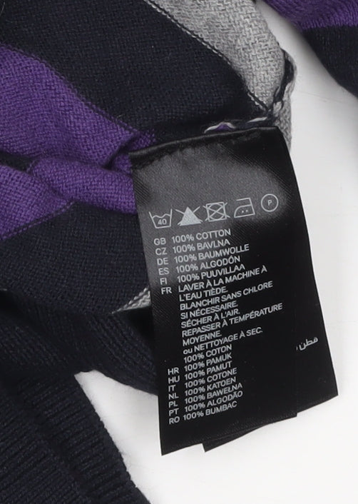 H&M Men's Multicoloured Striped Cotton Pullover Jumper M