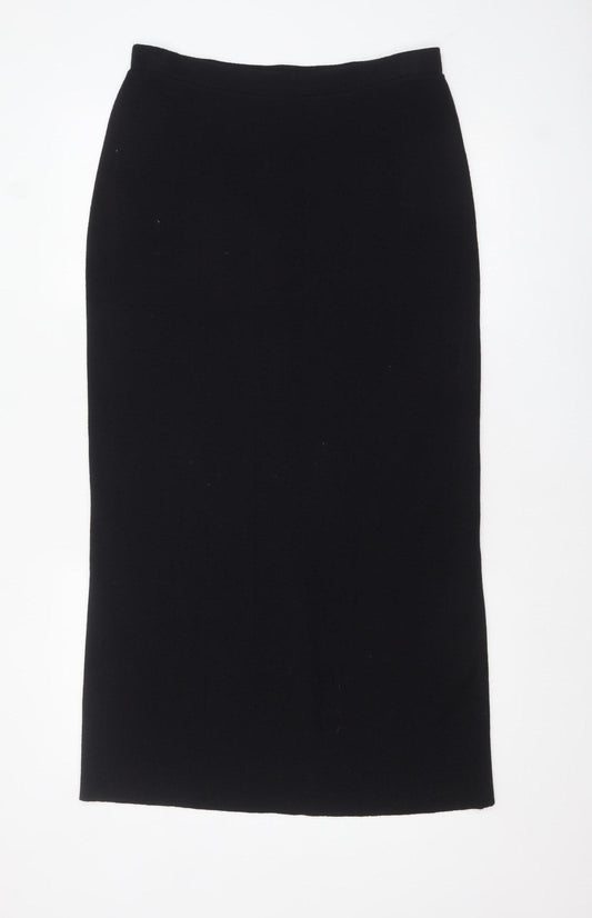 VIZ-A-VIZ Women's Black Wool Blend Midi Pencil Skirt L
