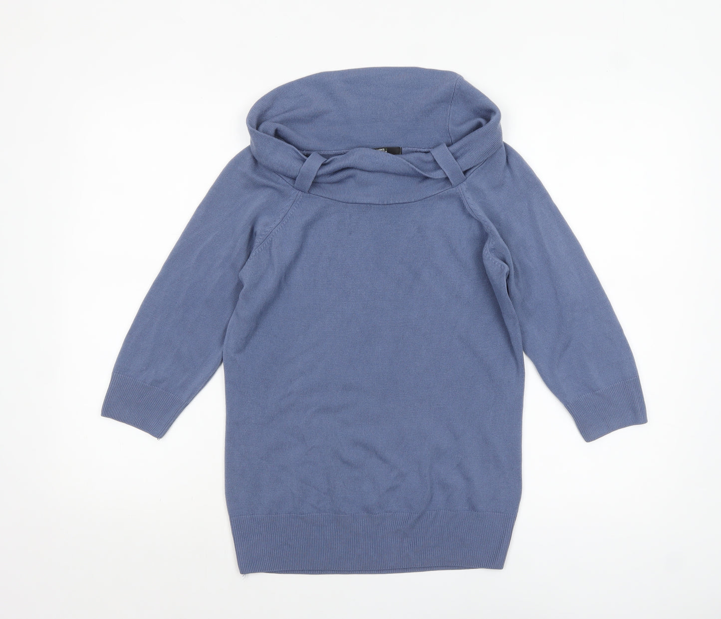 Marks and Spencer Women’s Blue Cowl Neck Knit Jumper Size 14