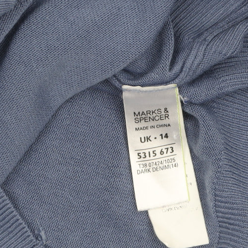 Marks and Spencer Women’s Blue Cowl Neck Knit Jumper Size 14