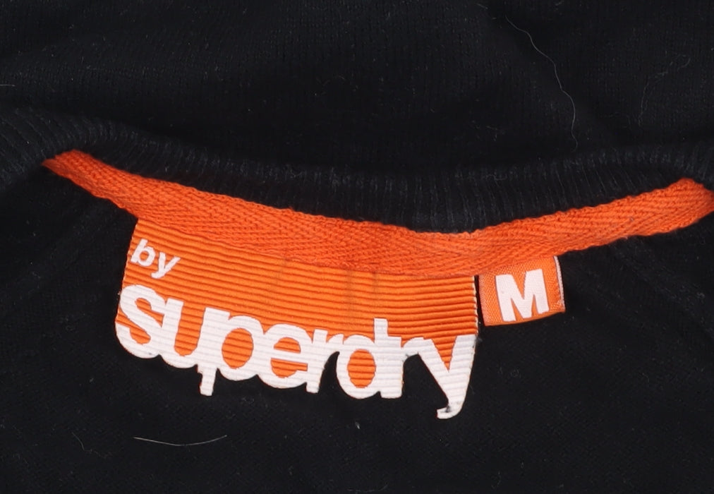 Superdry Womens Black V-Neck Cotton Jumper Size M