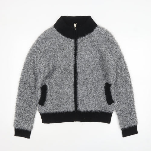 Katumi Women’s Grey Full Zip Chunky-Knit Jumper S