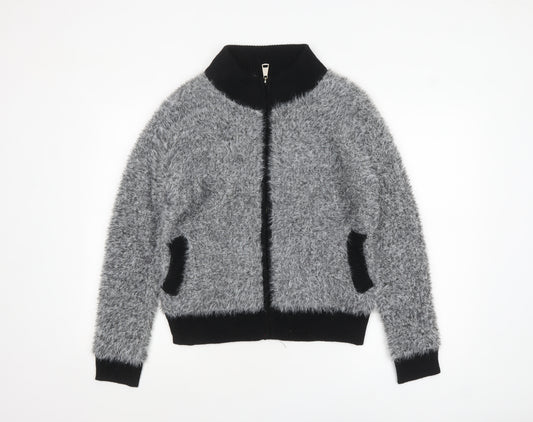 Katumi Women’s Grey Full Zip Chunky-Knit Jumper S