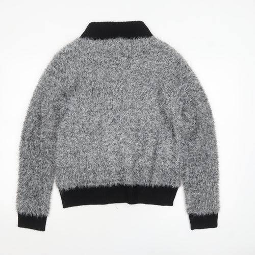 Katumi Women’s Grey Full Zip Chunky-Knit Jumper S