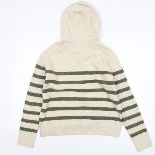 Marks and Spencer Women’s Beige Striped Hooded Knit Jumper Size S