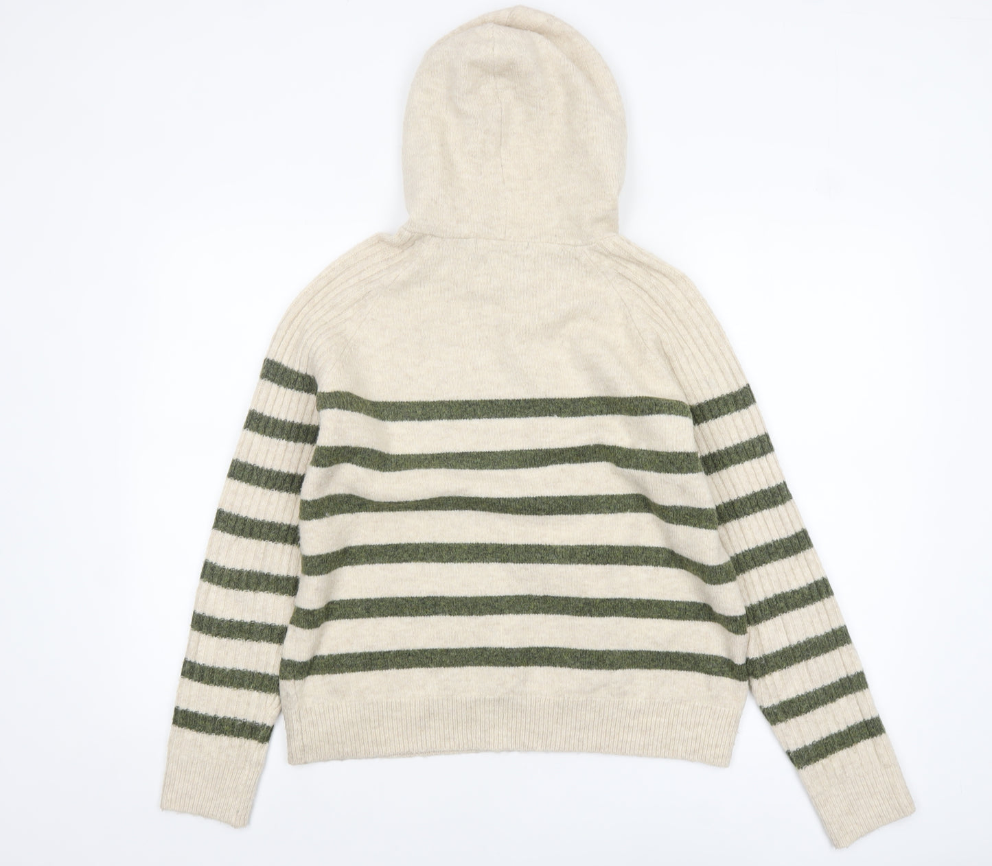 Marks and Spencer Women’s Beige Striped Hooded Knit Jumper Size S