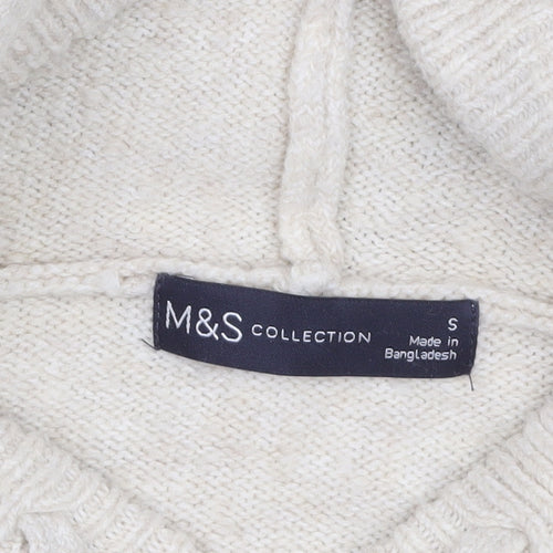 Marks and Spencer Women’s Beige Striped Hooded Knit Jumper Size S