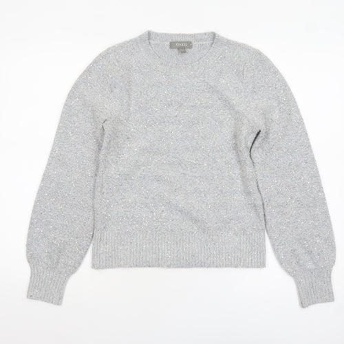 Oasis Women Grey Sequin Knit Pullover Jumper XS