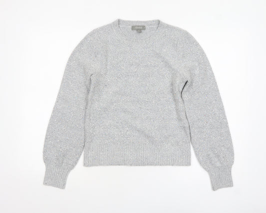 Oasis Women Grey Sequin Knit Pullover Jumper XS