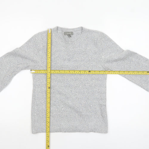Oasis Women Grey Sequin Knit Pullover Jumper XS