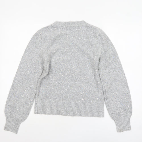Oasis Women Grey Sequin Knit Pullover Jumper XS