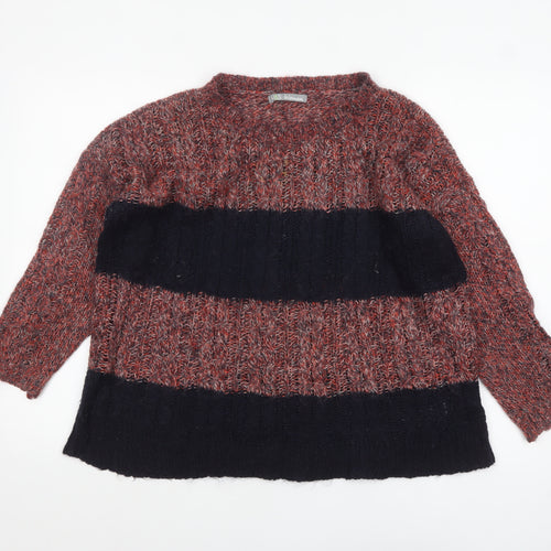 Marks and Spencer Women Navy Mix Size 12 Striped Chunky Knit Jumper