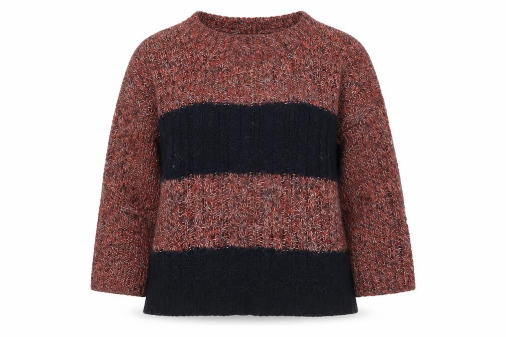 Marks and Spencer Women Navy Mix Size 12 Striped Chunky Knit Jumper