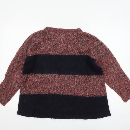 Marks and Spencer Women Navy Mix Size 12 Striped Chunky Knit Jumper