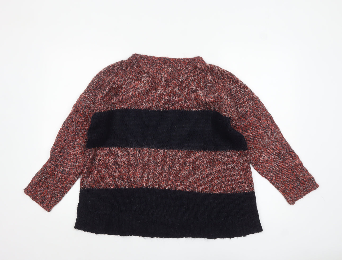 Marks and Spencer Women Navy Mix Size 12 Striped Chunky Knit Jumper