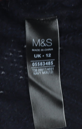 Marks and Spencer Women Navy Mix Size 12 Striped Chunky Knit Jumper