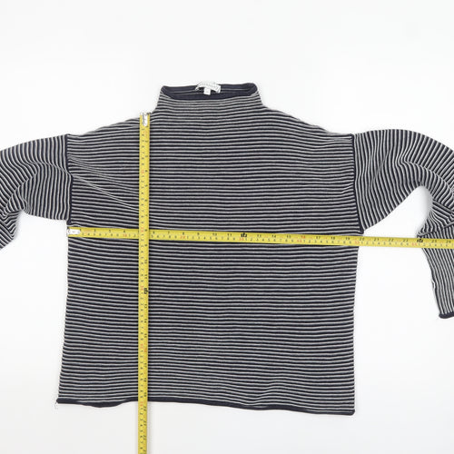 Warehouse Women’s Blue Striped Mock Neck Jumper Size 12