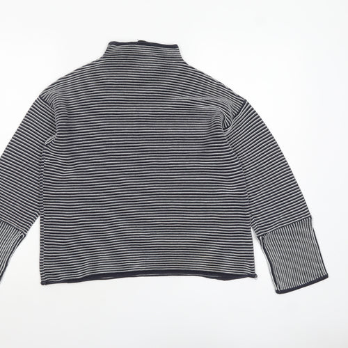 Warehouse Women’s Blue Striped Mock Neck Jumper Size 12