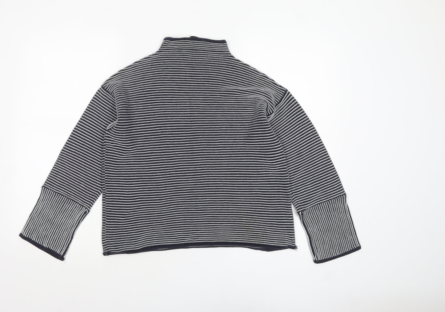 Warehouse Women’s Blue Striped Mock Neck Jumper Size 12