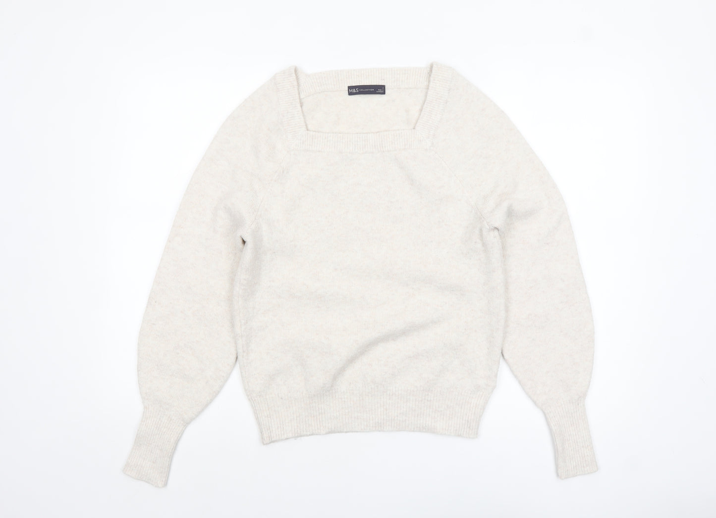 Marks and Spencer Women's Ivory Alpaca Blend Square Neck Jumper Size S