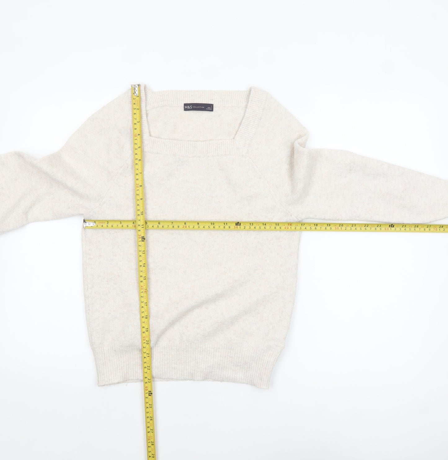 Marks and Spencer Women's Ivory Alpaca Blend Square Neck Jumper Size S