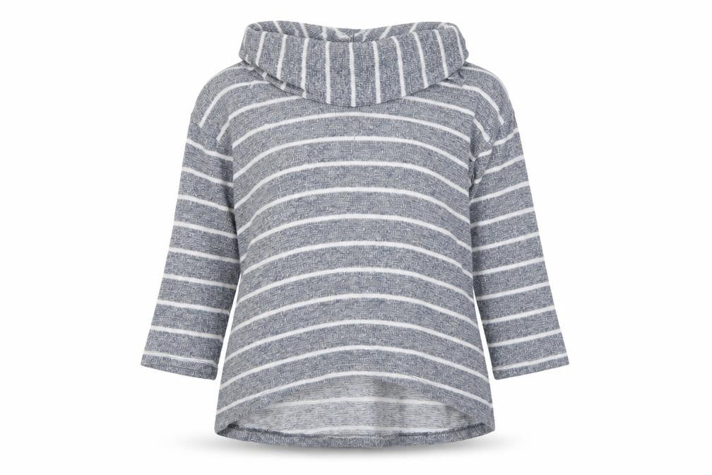 Style & Co Womens Blue Striped Cowl Neck Knit Jumper Size L
