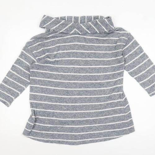 Style & Co Womens Blue Striped Cowl Neck Knit Jumper Size L