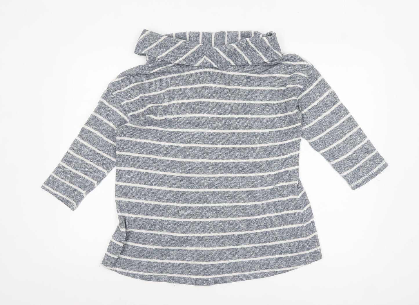 Style & Co Womens Blue Striped Cowl Neck Knit Jumper Size L