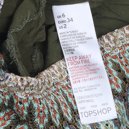 Topshop Women Multicoloured Knit Playsuit UK 6 Short Sleeve Elastic Waist