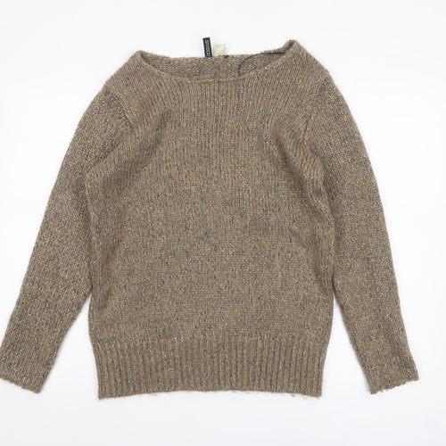 H&M Divided Womens Beige Metallic Knit Jumper Size 10