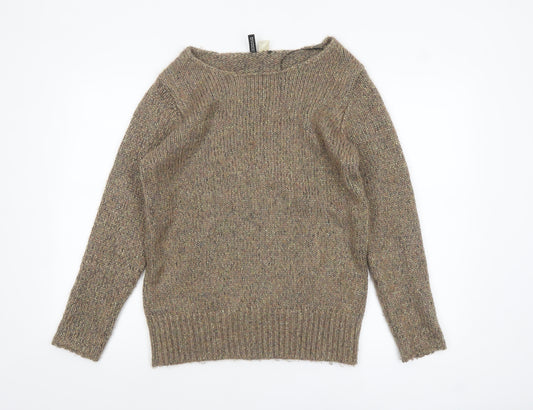 H&M Divided Womens Beige Metallic Knit Jumper Size 10