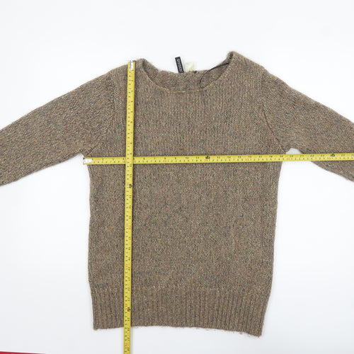 H&M Divided Womens Beige Metallic Knit Jumper Size 10