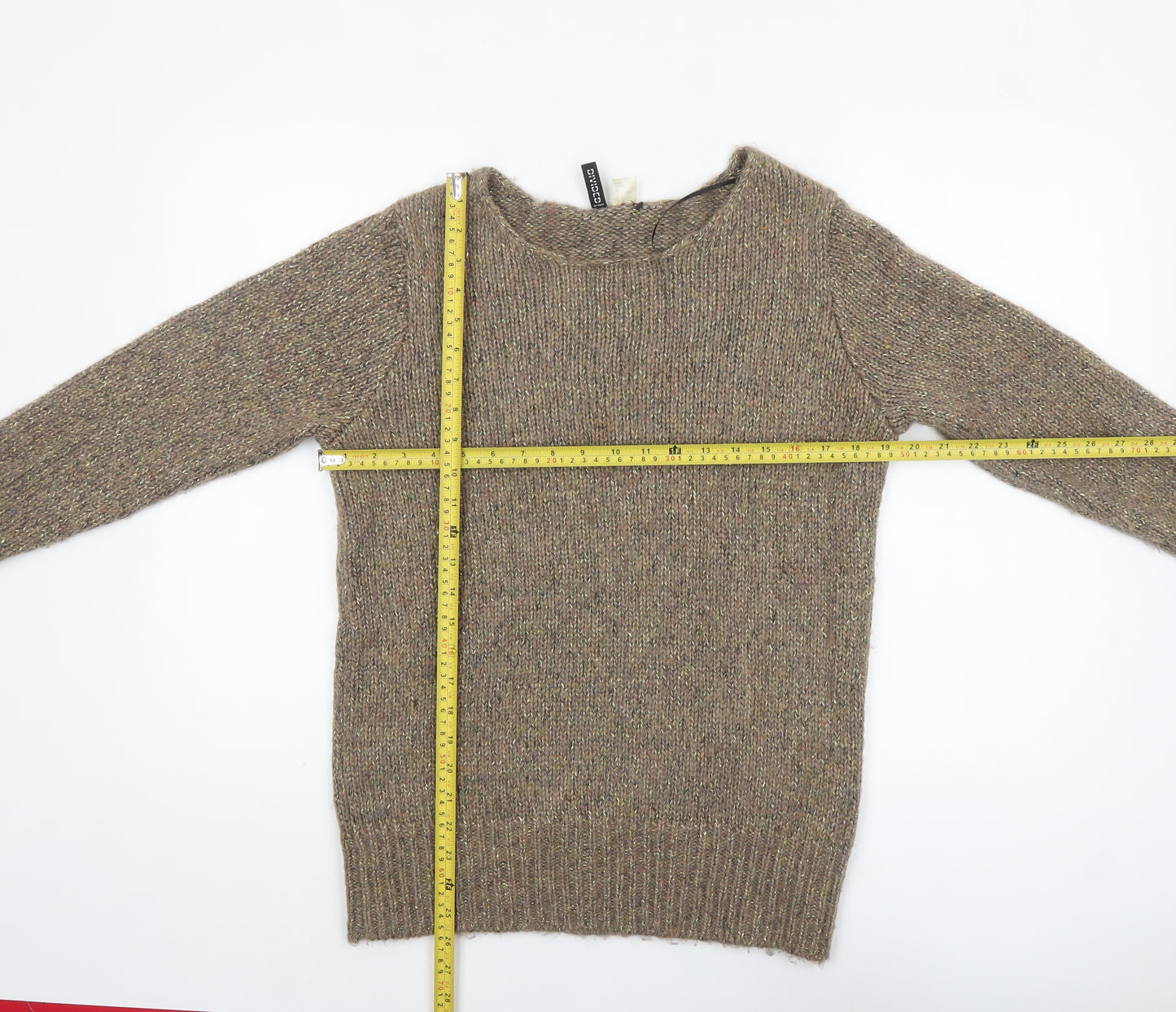 H&M Divided Womens Beige Metallic Knit Jumper Size 10