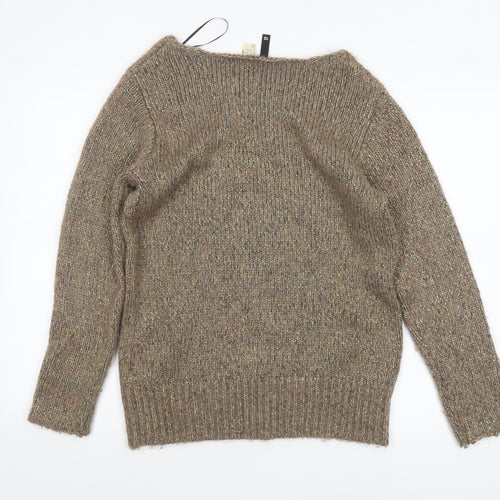 H&M Divided Womens Beige Metallic Knit Jumper Size 10