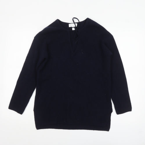 The White Company Women’s Black Wool Blend V-Neck Jumper XS