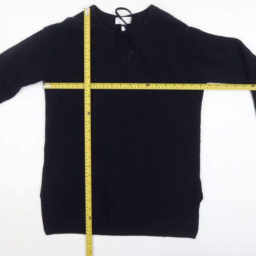The White Company Women’s Black Wool Blend V-Neck Jumper XS
