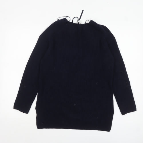 The White Company Women’s Black Wool Blend V-Neck Jumper XS