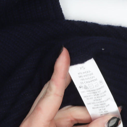 The White Company Women’s Black Wool Blend V-Neck Jumper XS