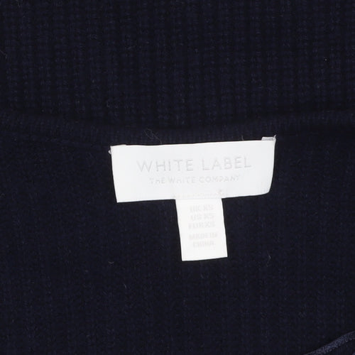 The White Company Women’s Black Wool Blend V-Neck Jumper XS
