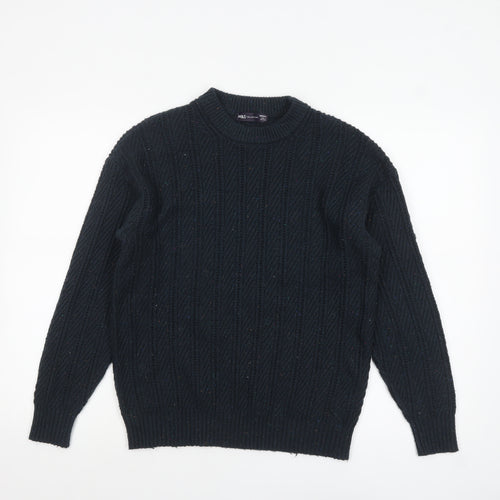 Marks and Spencer Women's Black Cable-Knit Pullover Jumper Medium