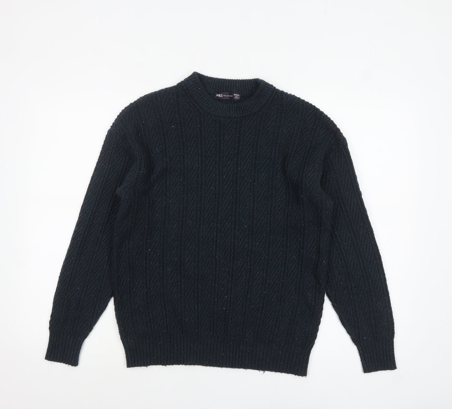 Marks and Spencer Women's Black Cable-Knit Pullover Jumper Medium