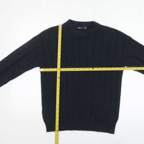 Marks and Spencer Women's Black Cable-Knit Pullover Jumper Medium