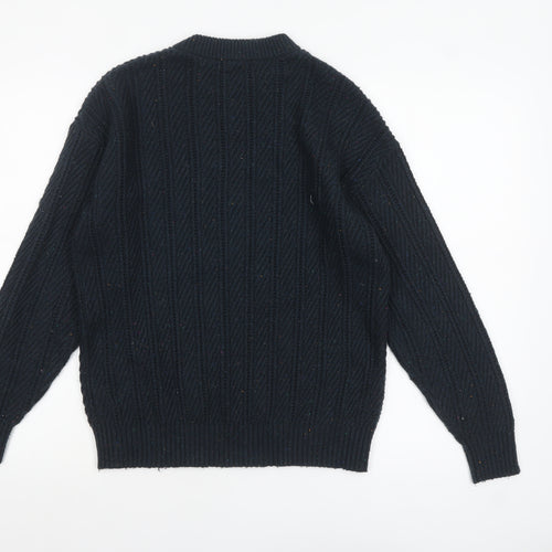 Marks and Spencer Women's Black Cable-Knit Pullover Jumper Medium