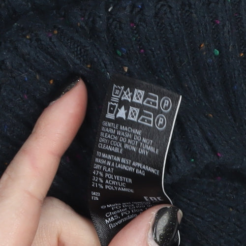 Marks and Spencer Women's Black Cable-Knit Pullover Jumper Medium