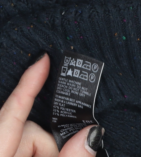 Marks and Spencer Women's Black Cable-Knit Pullover Jumper Medium