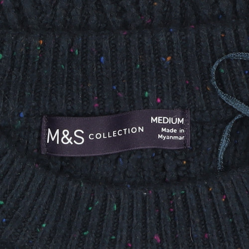 Marks and Spencer Women's Black Cable-Knit Pullover Jumper Medium