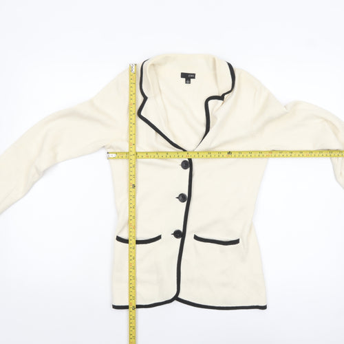 Jobis Women Ivory Black Trim Cardigan UK 10 Cotton Blend