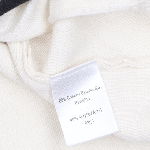 Jobis Women Ivory Black Trim Cardigan UK 10 Cotton Blend