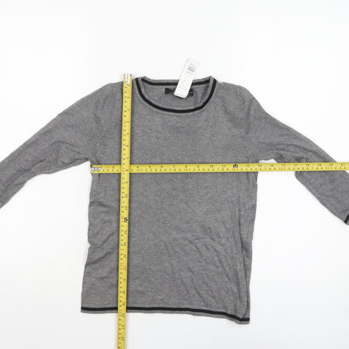 Mango Women Grey Boat Neck 3/4 Sleeve Knit Jumper XS